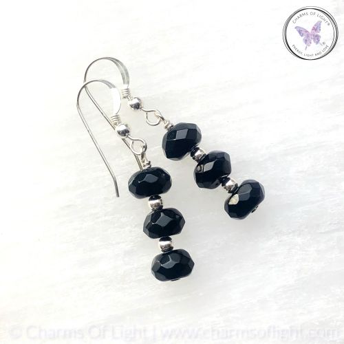 Black Onyx Facet Bead Earrings